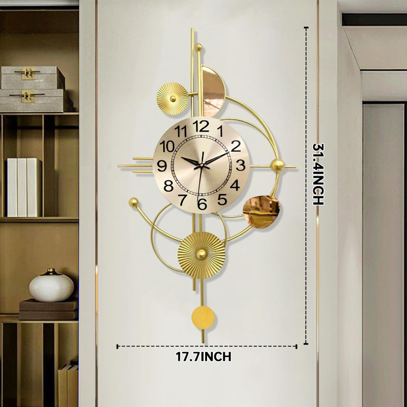 Golden Oversized Modern Round Silent Wall Clock