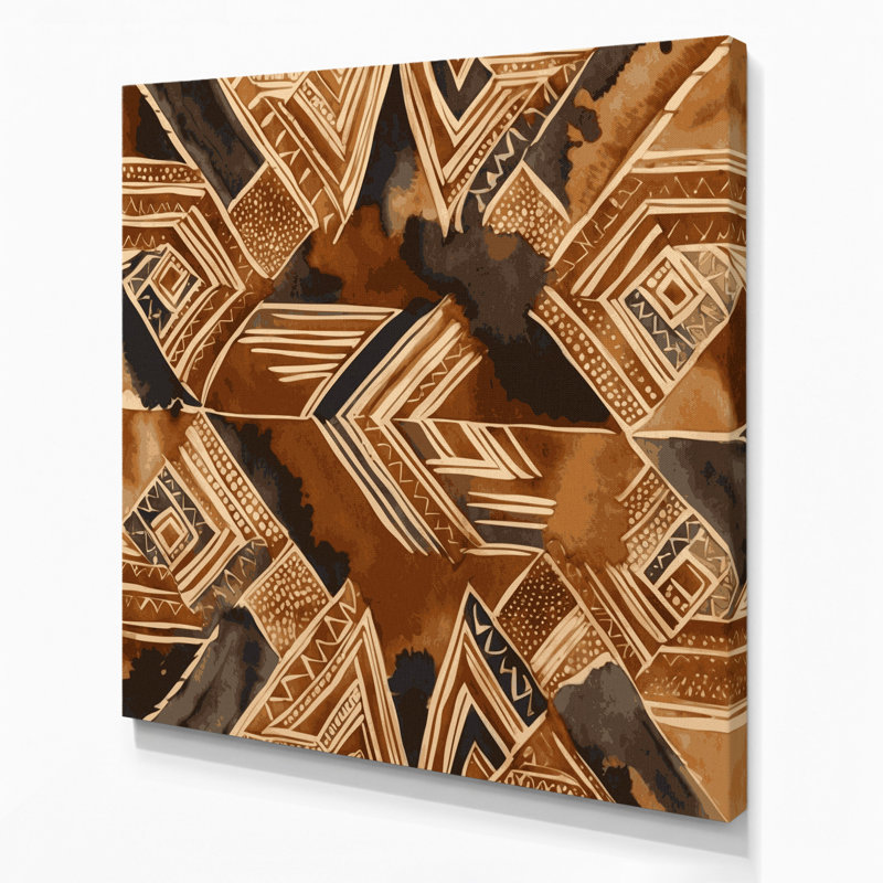 Toile hawaïenne tapa brune, art mural, H 12 po x l 12 po