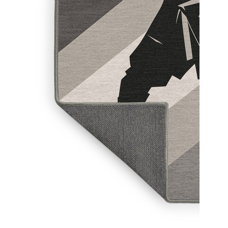 Soft Plush Dunkle Crossbowman Modern & Contemporary Area Rug in Beige – Gray Binding, 7x10