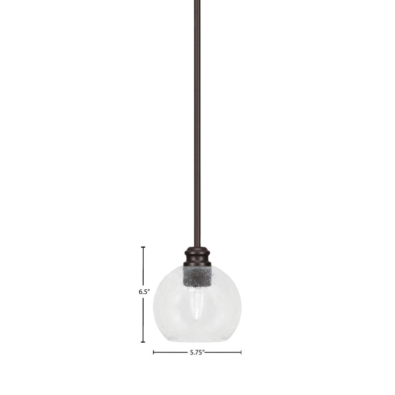 Edge Stem Hung Mini Pendant Shown With 5.75" Clear Bubble Glass, Espresso
