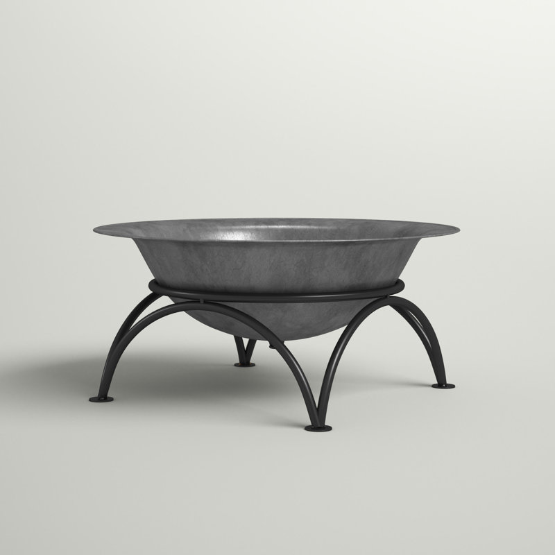 23.5" Dark Gray Cast Iron Wood-Burning Fire Pit Bowl with Stand