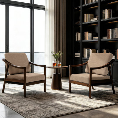 Fauteuil d'appoint rembourré avec structure en bois massif