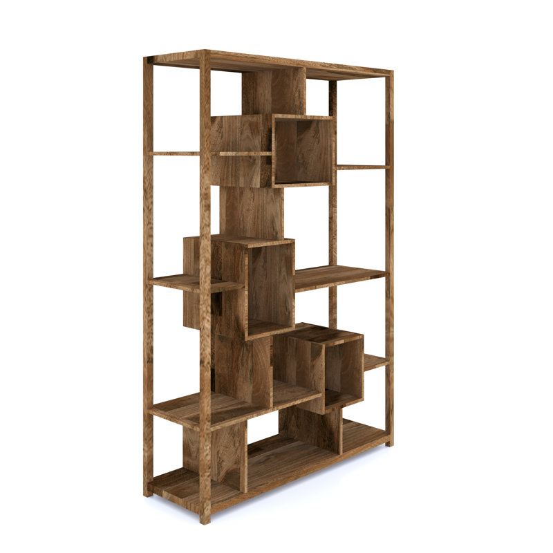 Beatrix 180cm H x 115cm W Solid Wood Geometric Bookcase