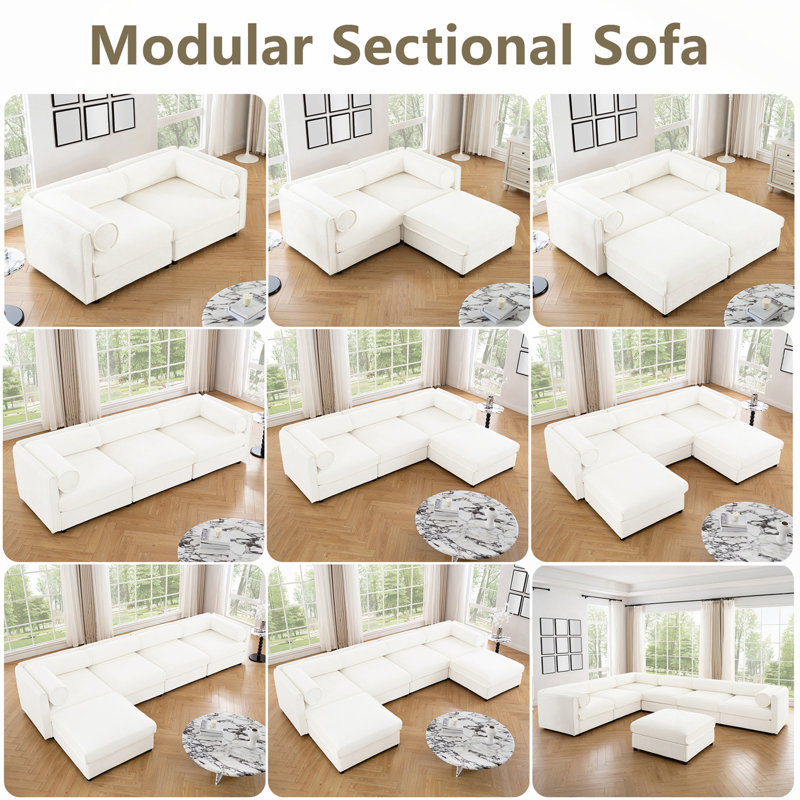 Stylish White Chenille 2-Seater Sofa with Storage, Cylindrical Backrest and Armrests, Modern Fabric Loveseat, White, 2