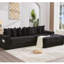 Canapé modulaire en velours côtelé en L 111,21 po avec repose-pieds réglable, porte-gobelets, 8 coussins décoratifs et coussins amovibles-1054549276
