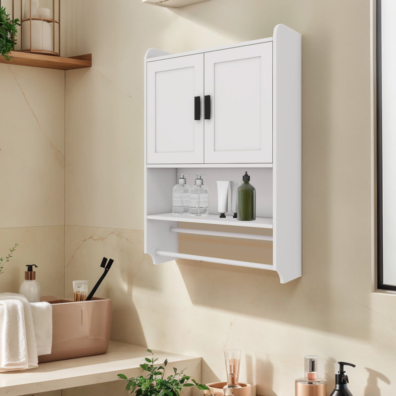 32.4"H Bathroom Wall Storage Cabinet Medicine Cabinet With Adjustable Shelf Towel Bars And Paper Holder, Satin