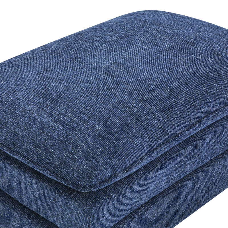 Upholstered Extra Wide Accent Chair With  Rectangle Ottoman, Dark Blue
