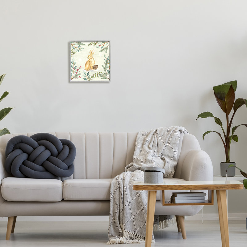 Lapin d'hiver et pomme de pin par Deb Strain, Estampe numérique Farmhouse, H 12 po x l 12 po x P 1,5 po