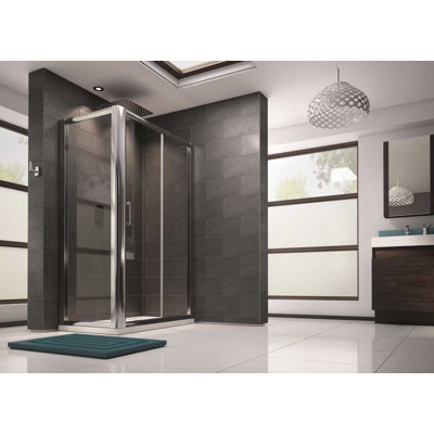 1400mm W x 1850mm H Hinged Framed Shower Door with Clear Glass