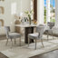 Ensemble de 2 chaises de salle à manger de style Mid-Century moderne avec dossier incurvé et clous en cuivre, pieds dorés-875865877