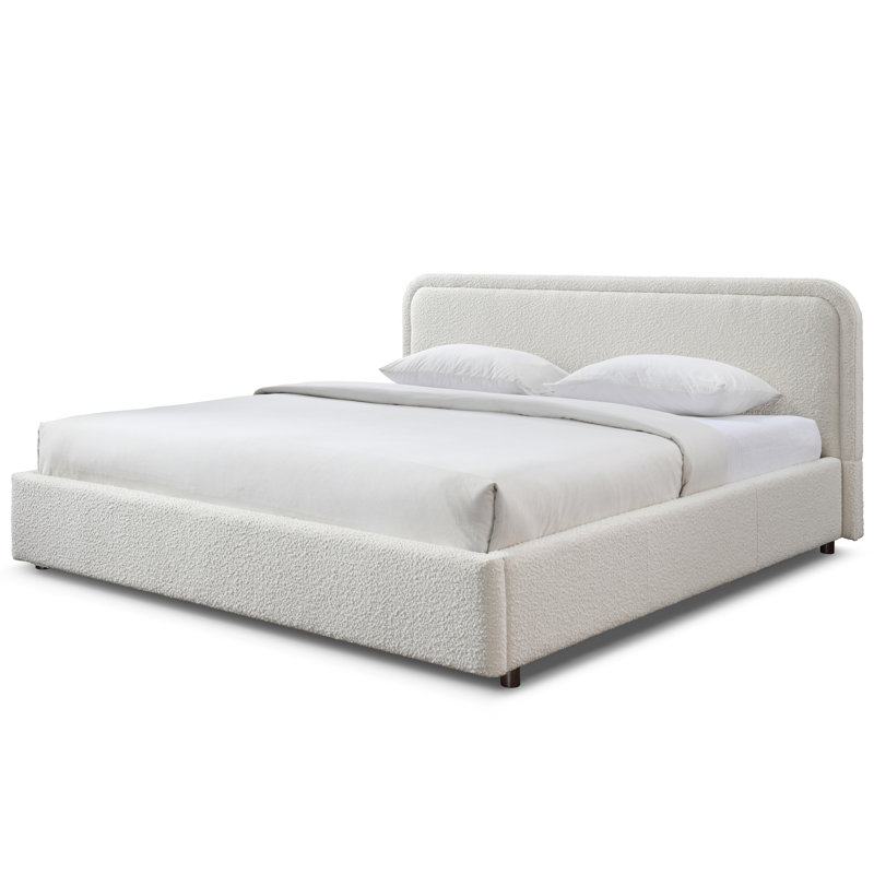 Lit plateforme Baneza, Boucle blanc, Très grand