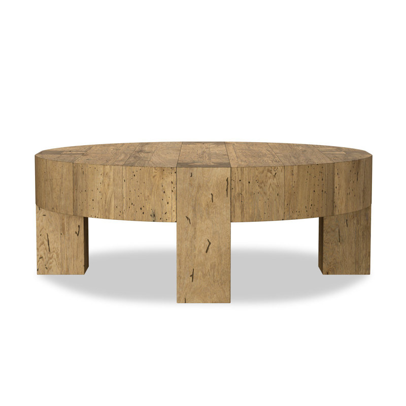 Abaso Round Coffee Table-Rustic Wormwood Oak, Rustic Wormwood Oak, 15" H x 55" W x 55" D