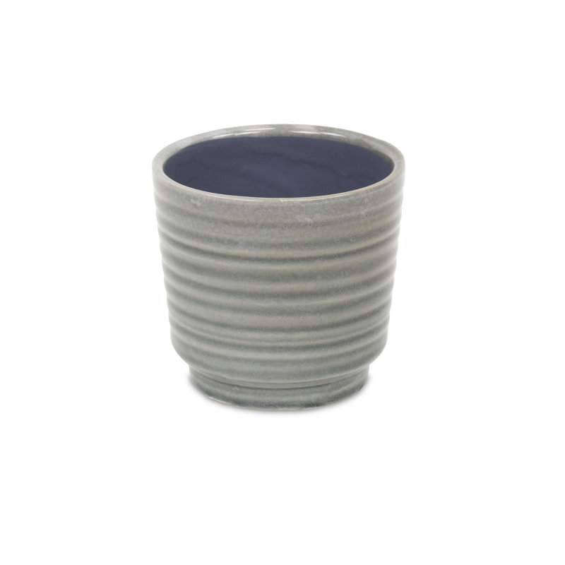 Mosley Handmade Ceramic Pot Planter, Gray, 4.25" H x 4.5" W x 4.5" D