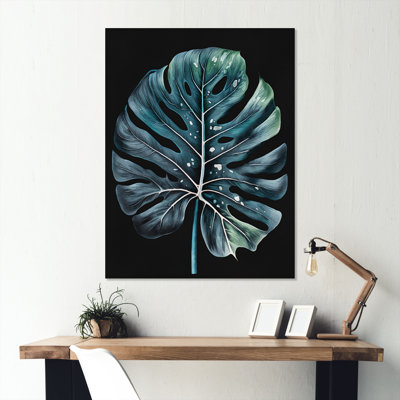 «Blue and White Philodendron Leaf I», reproduction sur toile
