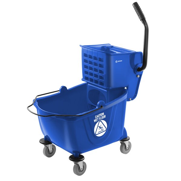 HomCom 5 Gallon Commercial Restaurant Janitorial Cleaning Rolling  Industrial Mop Bucket With Down Press Wringer