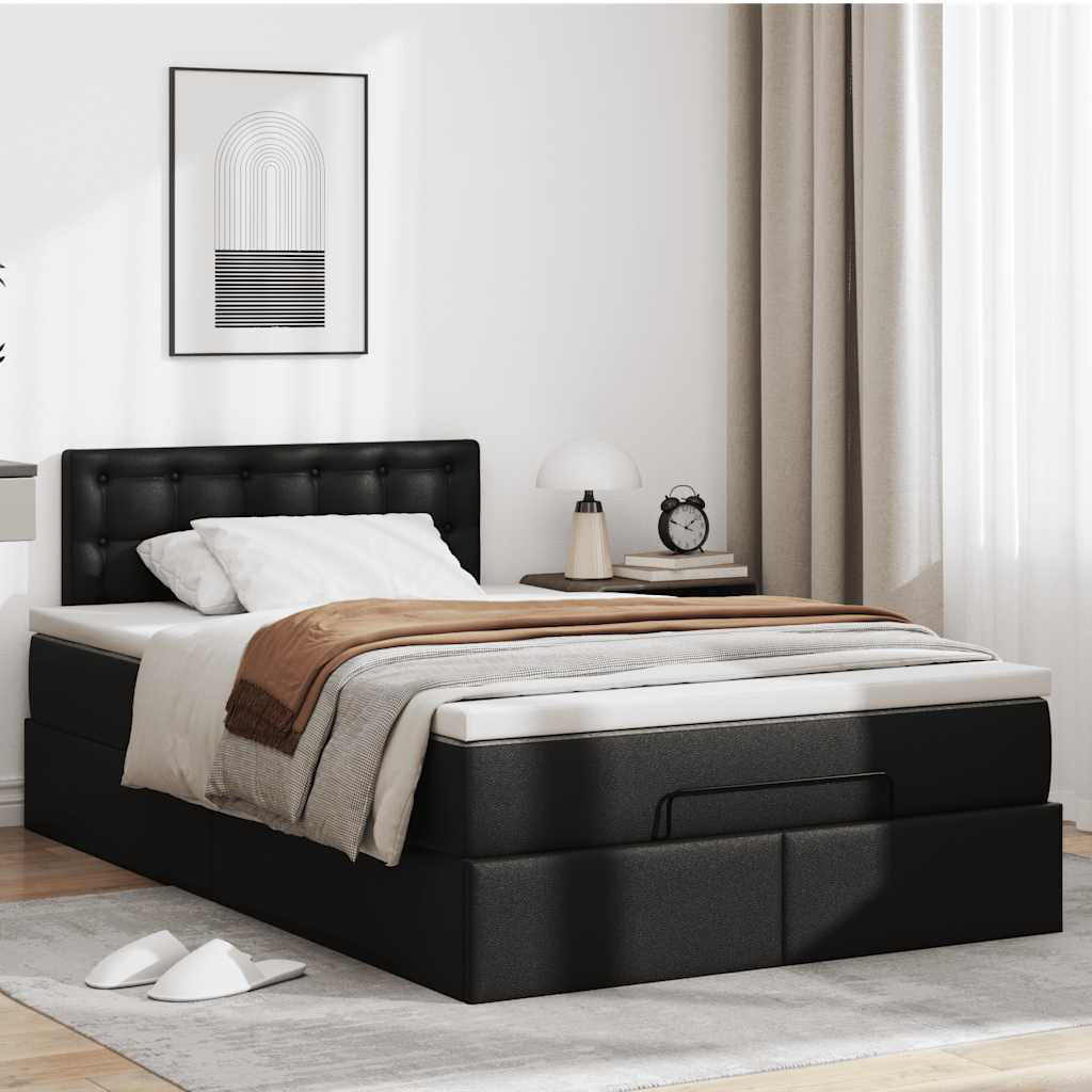 Vidaxl Ottoman-Bett Mit Matratze Grau 120X200 Cm Kunstleder