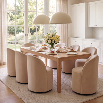Ensemble de 4 chaises de baril pivotantes à 360 degrés, ensemble de 4 chaises de salle à manger rondes en velours de style moderne Mid-Century rembourrées et confortables