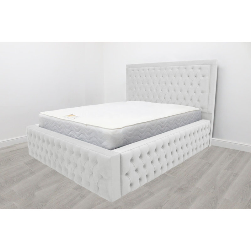 Charlierose Upholstered Bed, White, Super King (6')