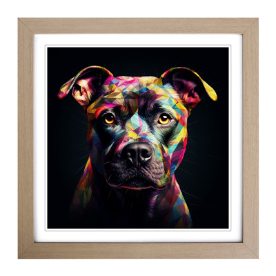 Staffordshire Bull Terrier Futurism No.1 - Single Picture Frame Print on Wood