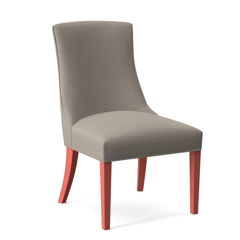 Tuxedo Slipper Dining Chair, Beige Performance Fabric; 0851-73, Havana Finish