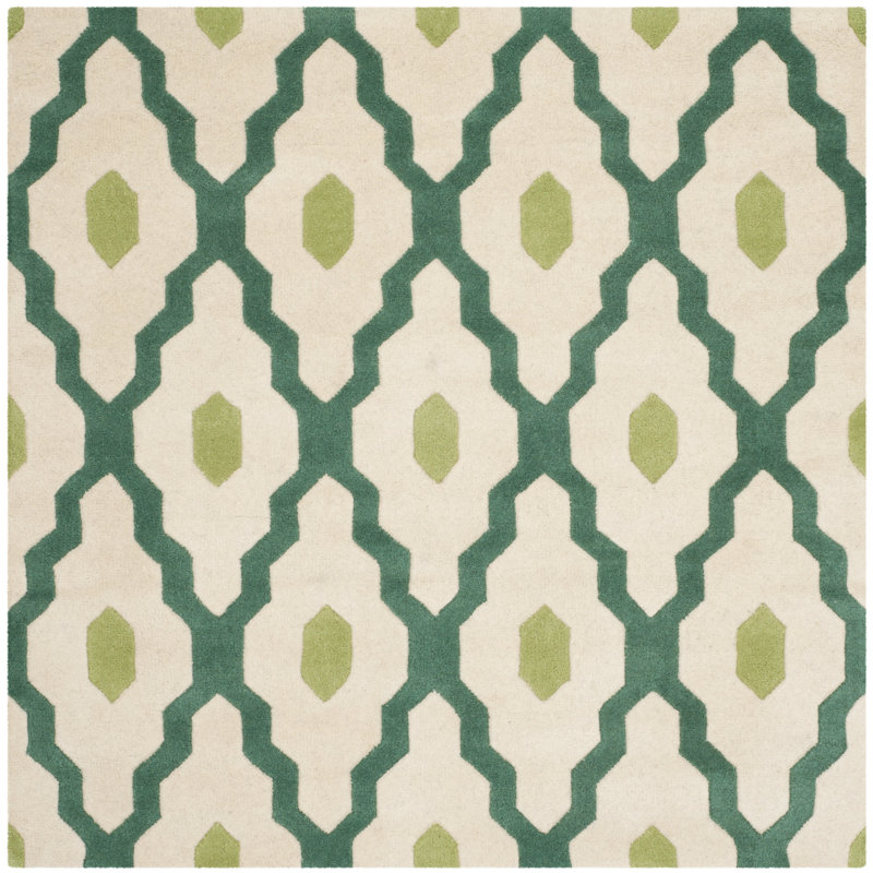 Carolene Hand Tufted Wool Geometric Rug, Square 5'