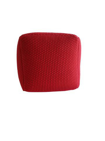 Ellett Upholstered Pouf, Red