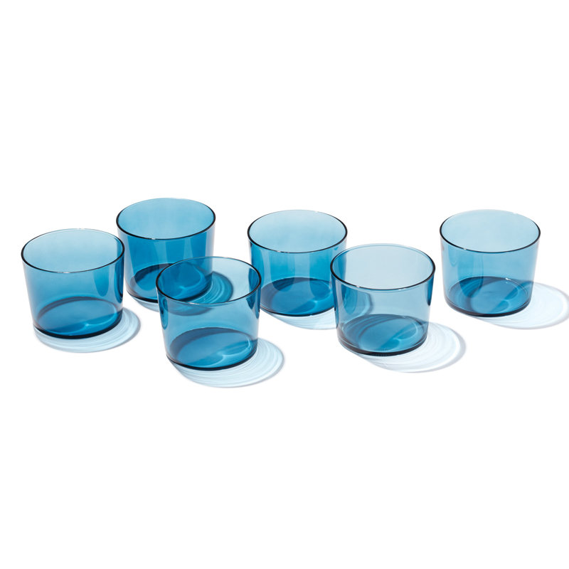 Clear Stackable Short Drinking Glasses, Set of 6