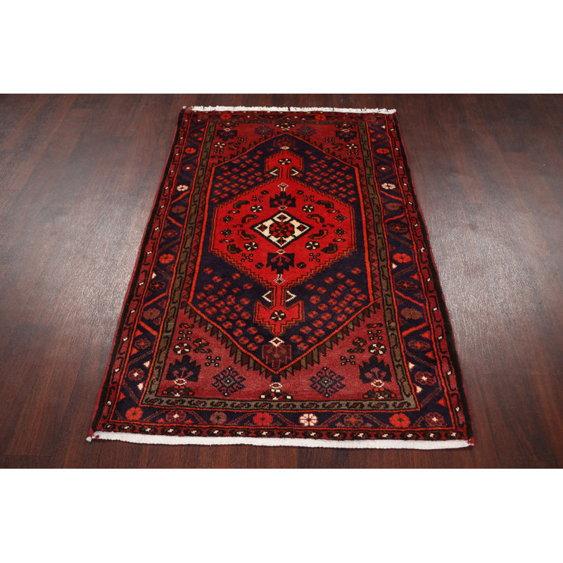 Tapis décoratif en laine noué à la main de conception unique 3 pi 4 po x 5 pi Hamedan New Age