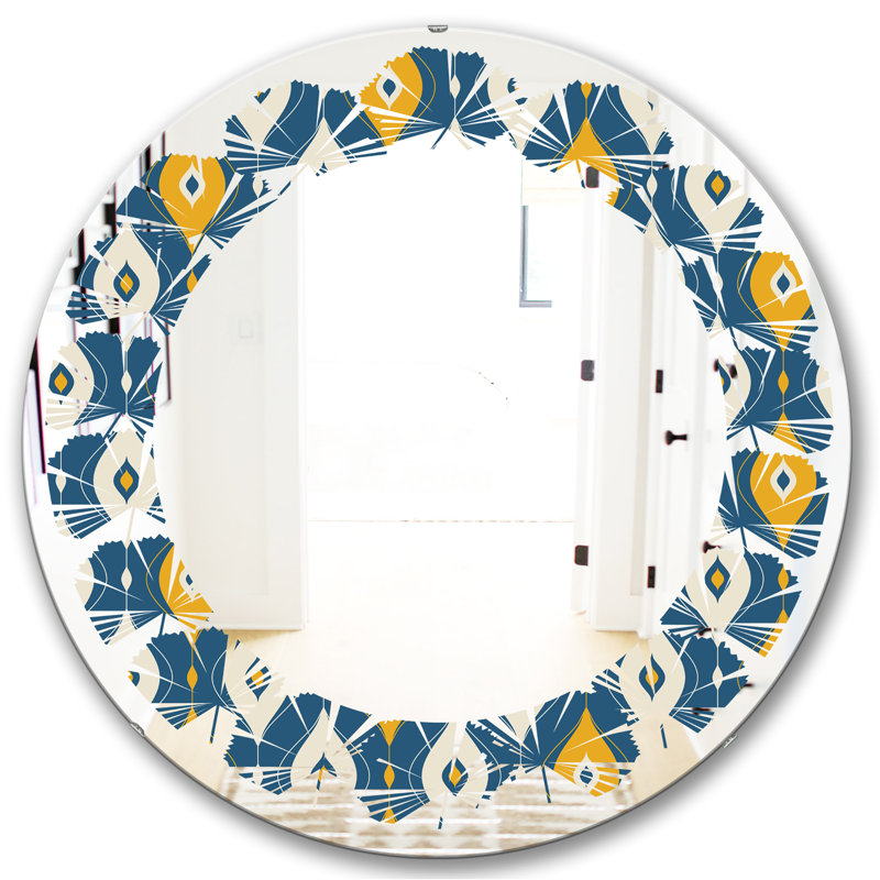 Miroir mural sans cadre abstrait à motif abstrait II, H 24 po x l 24 po