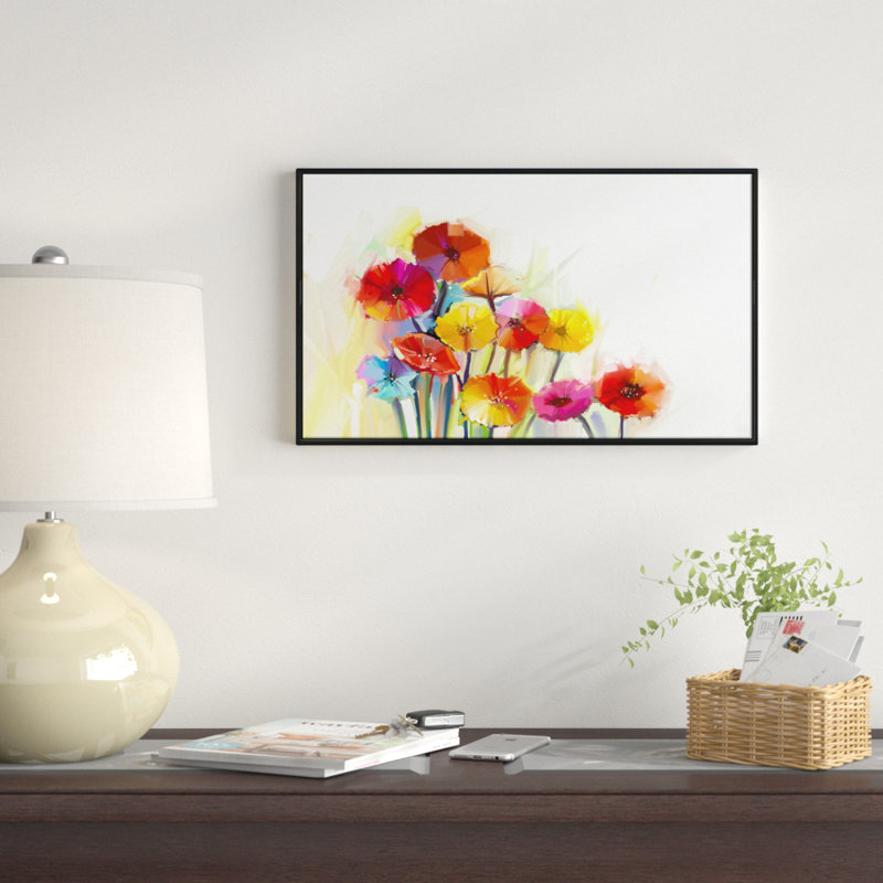 Fleur de gerbera colorée-impression sur toile flottante, H 30 po x l 40 po x P 1,5 po