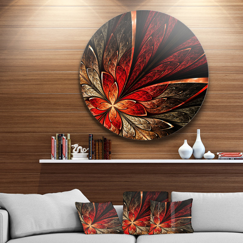 «Fractal Flower in Yellow and Red», impression sur métal