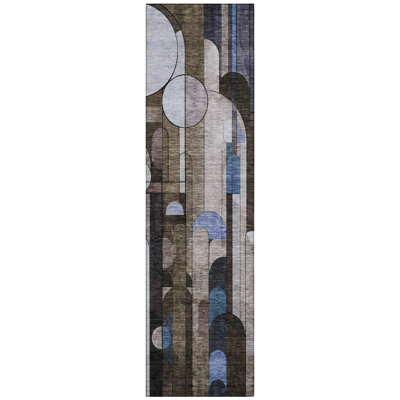 Ziva Brown Washable Indoor-Outdoor Rug - 