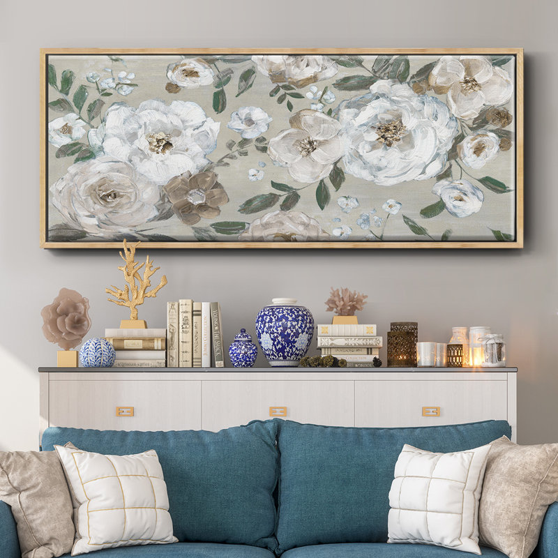 Jardin de roses - toile encadrée, H 20 po x l 50 po