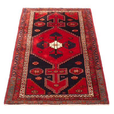 Tapis rouge Anadol noué à la main de conception unique 3 pi 5 po x 6 pi 3 po