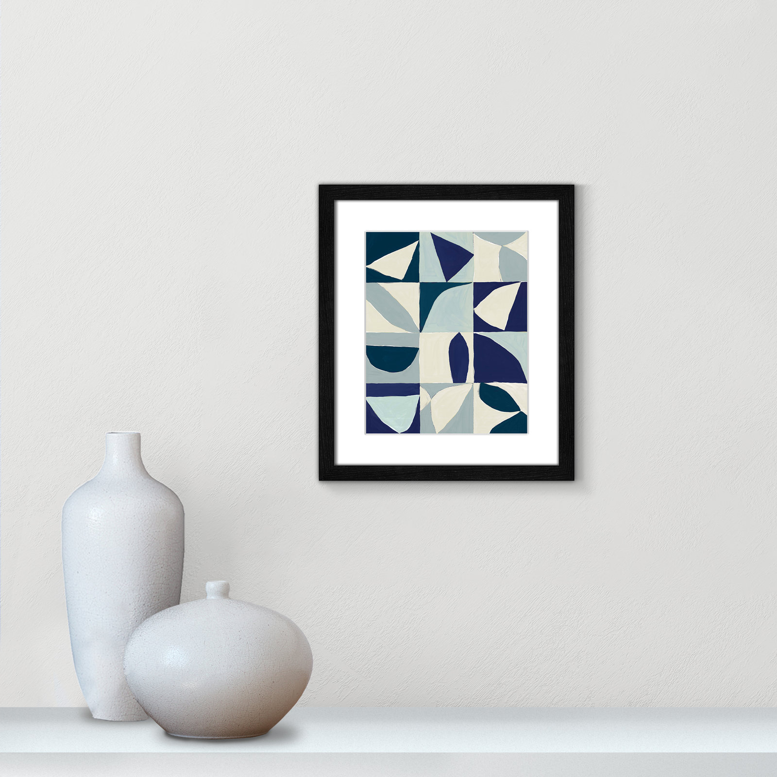 Hestia "Yellow Mayan I Blue Version" Print, 15" H x 13" W x 0.75" D, Black
