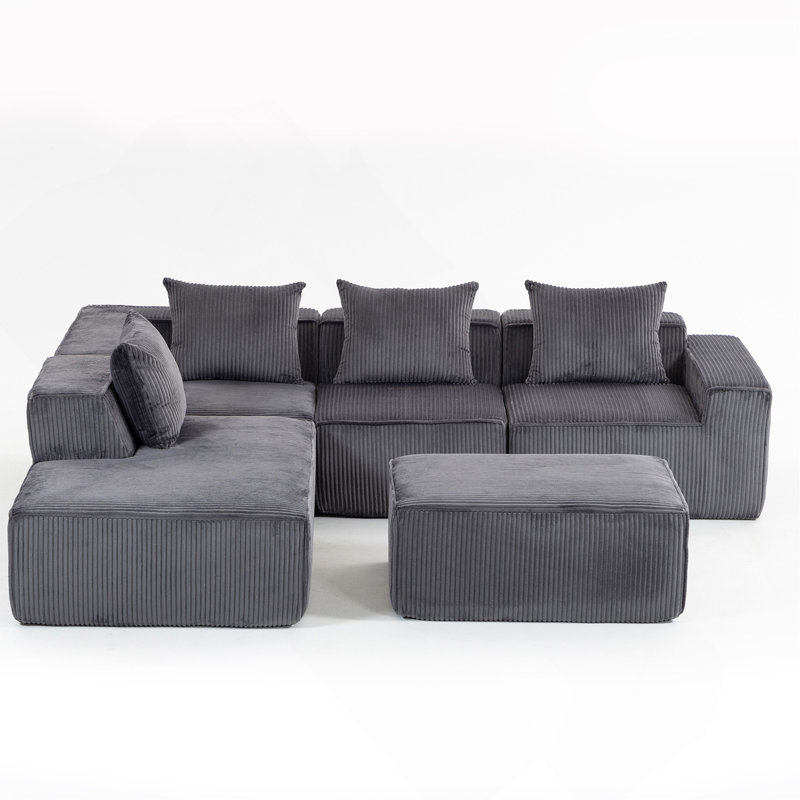 Canapé modulaire à compression multi-personnes pouvant être librement combiné-33005-5, Gris