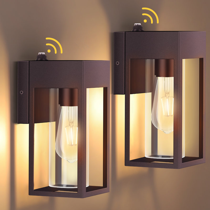 Outdoor Wall Light Dawn To Dusk Wall Sconce Set Of 2, Bronze