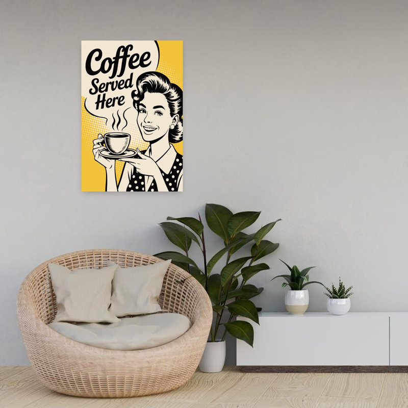Art mural rétro café servi ici, H 24 po x l 16 po