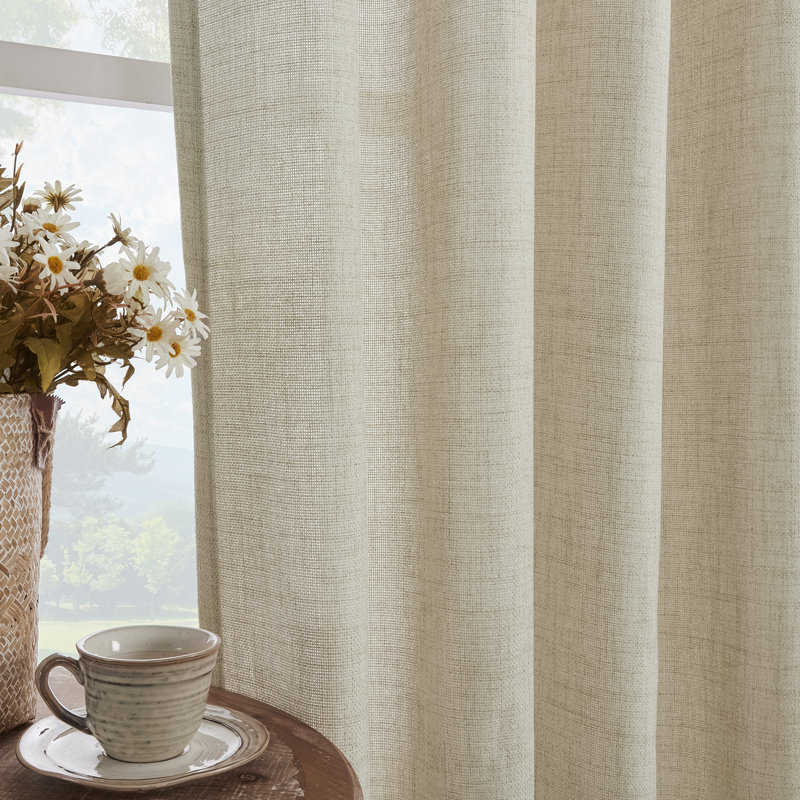 Light Filtering Semi-Sheer Faux-Linen Grommet Curtains 2 Panels Set, 52" W x 84" L, Linen