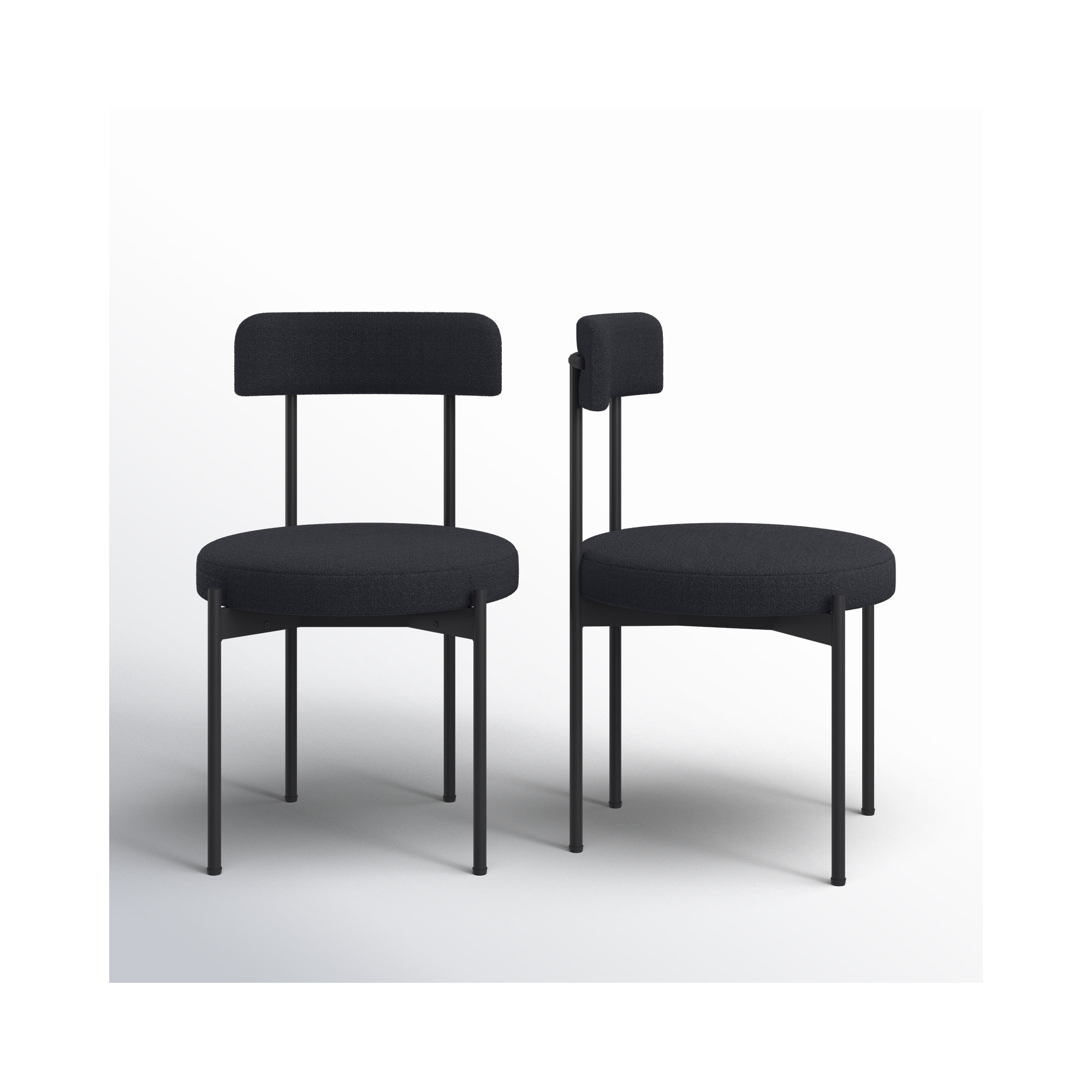 Liana Boucle Dining Chair, Black