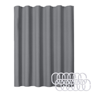 Rideaux de douche gaufres texturées rideaux de douche en tissu épais pour salle de bain Ensemble de rideaux de salle de bain en tissu de polyester pondéré Luxurys avec 12 crochets 71 l x 71 H