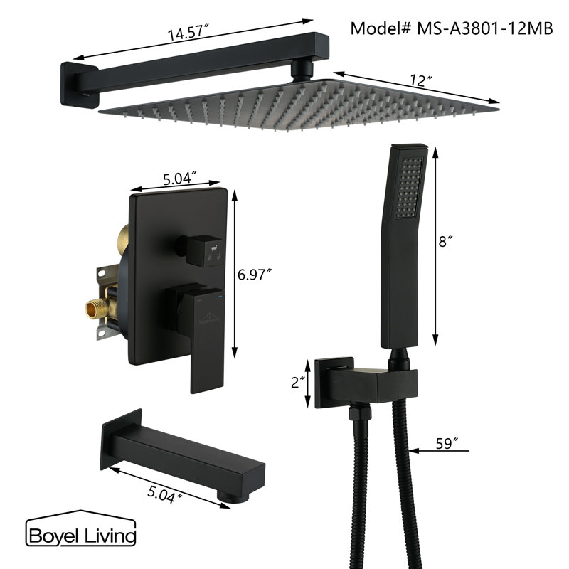 All-In-One Kit with Rough in-Valve, Matte Black
