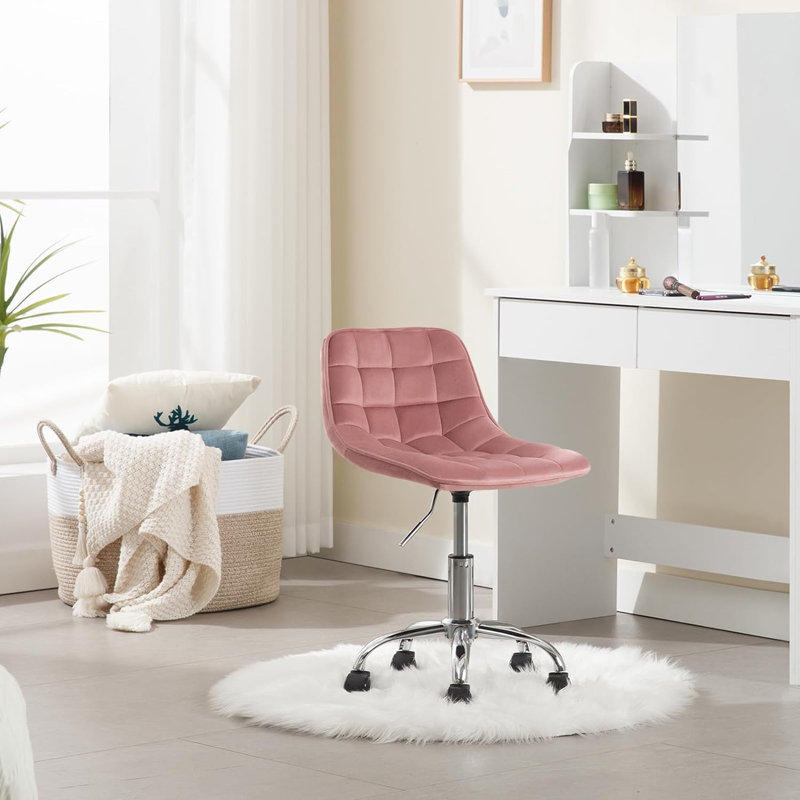 Nisi Backed Adjustable Height Stool with Footrest, Pink