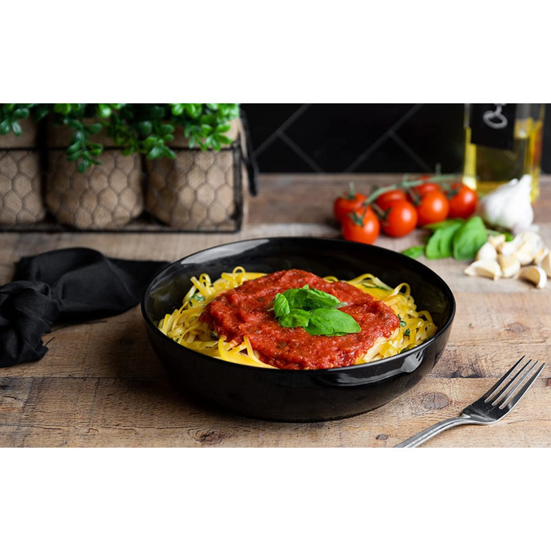 Set of 4 Black Ceramic 40 oz Pasta and Salad Bowls
