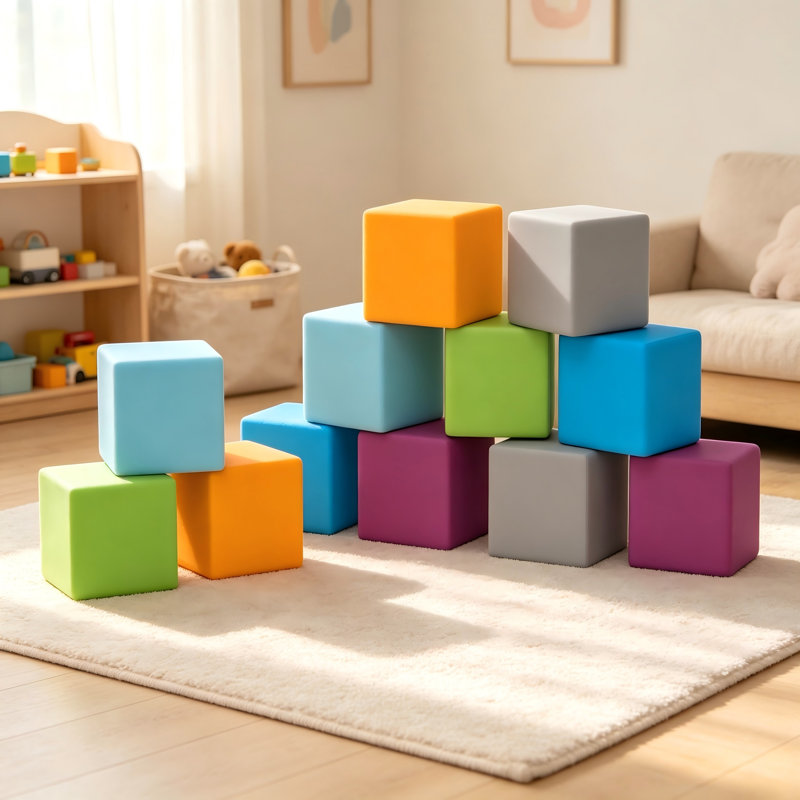 Blocs de jeu souples 12 pièces, jouets de construction et de rangement en mousse Soozier