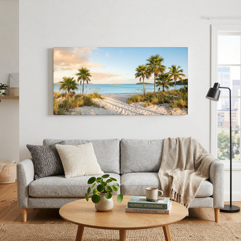 Ensemble de 1 tableau sur toile « Plage tropicale », 32“W x 16”H, Wrapped Canvas