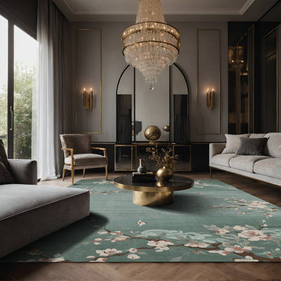 Tapis vert soyeux et moelleux