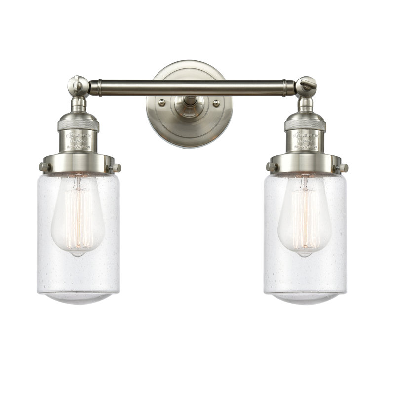 Éclairage pour salle de bain 2 lumières Saroyan, Chrome poli, Grainé, Ampoule DEL rétro de 3,5 watts
