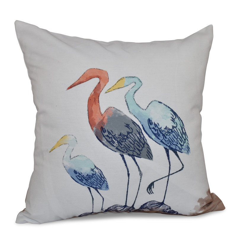 Beach Vacation Reversible Throw Pillow, 16" H x 16" W, White