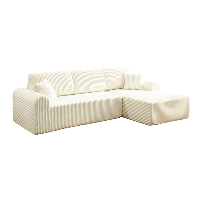 Canapé modulaire 109 po avec méridienne en L 109 po. Canapé modulaire minimaliste moderne., White, Right Hand Facing